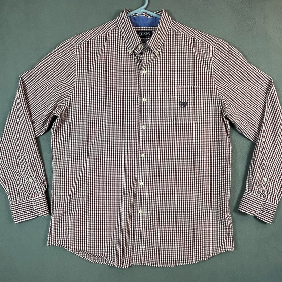Chaps Other - Chaps Shirt Mens Large Red Plaid Stretch Easy Care Long Sleeve Button Down Shirt